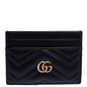 Gucci Black Leather GG Marmont Card Holder