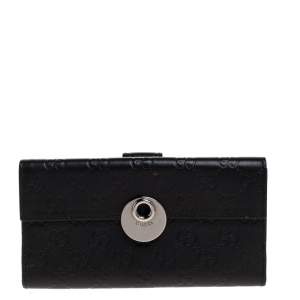 Gucci Black Guccissima Leather Continental Wallet