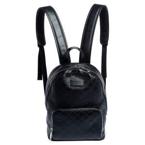Pre Owned Gucci Black Guccissima Leather Backpacks