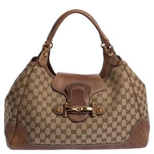 مملوكة مسبقًا Gucci Beige/Brown GG Canvas and Leather Large New Pelham Shoulder Bag