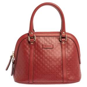 Pre Owned Gucci Red Microguccissima Leather Mini Dome Bag