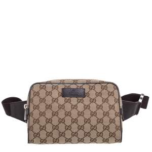 Pre Owned Gucci Beige/Brown GG Canvas and Leather Belt Bag