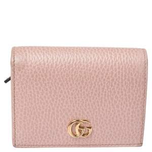 Gucci Nude Beige Leather GG Marmont Card Case