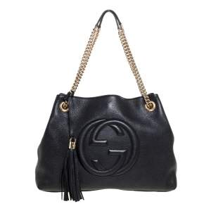 Pre Owned حقيبة سوهو غوتشي جلد محبب سوداء متوسطة