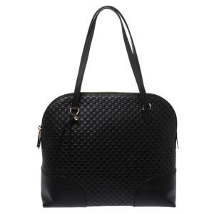 Pre Owned Gucci Black Microguccissima Leather Bree Satchel