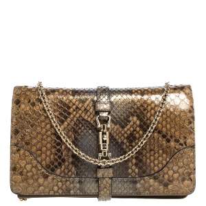 Pre Owned Gucci Multicolor Python Jackie Chain Clutch 