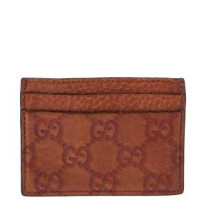 Pre Owned Gucci Orange Guccissima Leather Card Holder