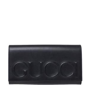 Gucci Black Leather Flap Continental Wallet