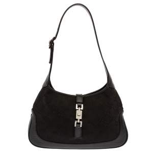 Pre Owned حقيبة غوتشي "جاكي هوبو" صغيرة جلد و ك انفاس جي جي أسود