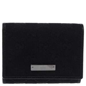 Gucci Black GG Canvas Flap Card Holder