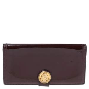 Gucci Burgundy Patent Leather Hysteria Flap Wallet