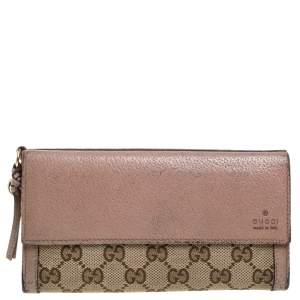 Gucci Nude/Beige GG Canvas and Leather Bree Original Continental Wallet