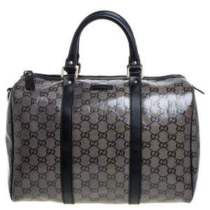 مملوكة مسبقًا Gucci Black GG Crystal Canvas Medium Joy Boston Bag