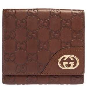 Pre Owned Gucci Brown Guccissima Leather GG Logo French Wallet