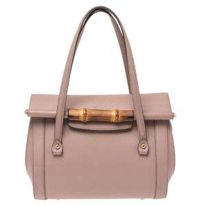 مملوكة مسبقًا Gucci Old Rose Leather Medium New Bullet Bamboo Bag