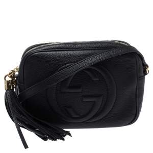 Pre Owned حقيبة كروس غوتشي "سوهو ديسكو" صغيرة جلد سوداء