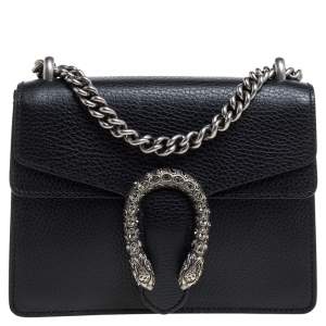 Pre Owned حقيبة كتف غوتشي ميني ديونيسوس جلد سوداء