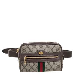 Pre Owned Gucci Beige/Ebony GG Supreme Coated Canvas and Leather Ophidia Belt Bag
