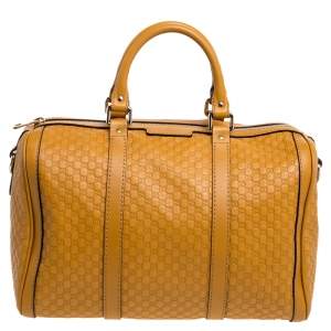 Pre Owned Gucci Mustard Microguccissima Leather Medium Joy Boston Bag