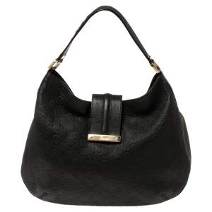 مملوكة مسبقًا حقيبة هوبو غوتشي متوسطة جلد غوتشيسيما سوداء