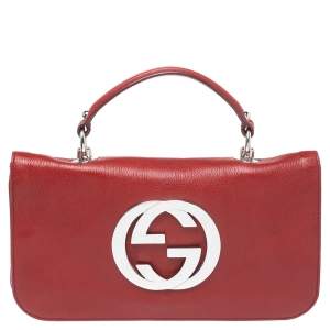 Pre Owned Gucci Cinnamon Red Leather Blondie Flap Shoulder Bag