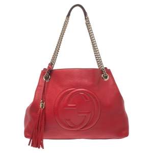 Gucci Red Leather Medium Soho Tote