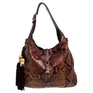 Pre Owned Gucci Multicolor Python Medium Jackie Hobo