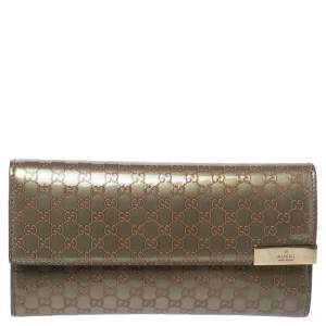 Gucci Beige Microguccissima Patent Leather Dice Continental Wallet