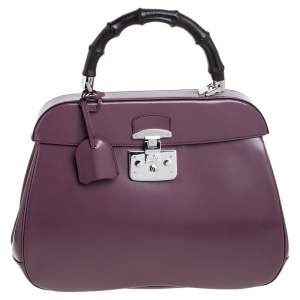 Pre Owned حقيبة غوتشي ليدي لوك جلد لامعة وردية أولد بيد علوية بامبو كبيرة