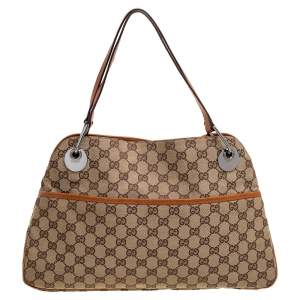 مملوكة مسبقًا Gucci Beige/Brown GG Canvas and Leather Eclipse Shoulder Bag