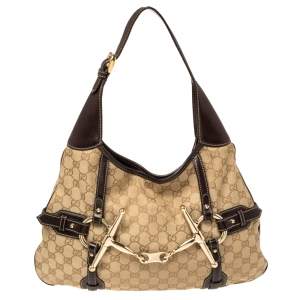 Pre Owned Gucci Beige/Brown GG Canvas and Leather 85th Anniversary Brit Hobo