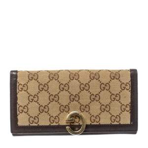 مملوكة مسبقًا Gucci Brown GG Canvas and Leather G Continental Wallet