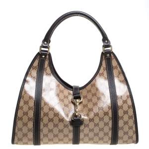 Pre Owned حقيبة كتف غوتشى جوى متوسطة كانفاس كريستال جى جى بيج 