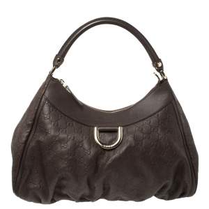 مملوكة مسبقًا حقيبة غوتشي حلقة D جلد غوتشيسيما بني