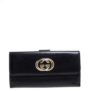 Gucci Black Leather Vintage Continental Wallet