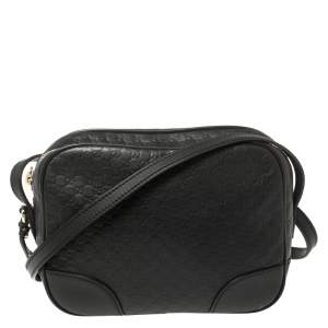 مملوكة مسبقًا Gucci Black Microguccissima Leather Bree Crossbody Bag