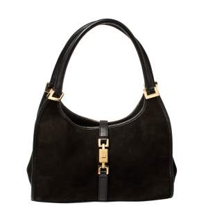 مملوكة مسبقًا حقيبة غوتشي باردوت سويدي وجلد بني داكن