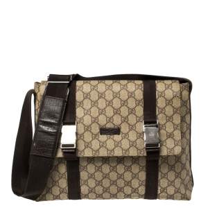 Pre Owned Gucci Beige/Brown GG Supreme Canvas Messenger Bag