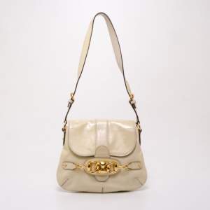 Pre Owned Gucci Ivory Patent Wave Small Shoulder Bag