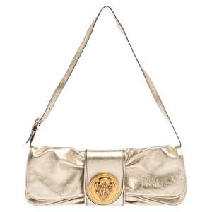 مملوكة مسبقًا Gucci Metallic Gold Leather Hysteria Clutch Bag
