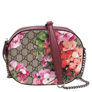 مملوكة مسبقًا Gucci Multicolor GG Supreme Blooms Canvas and Leather Mini Chain Crossbody Bag