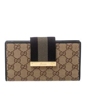 مملوكة مسبقًا Gucci Beige GG Canvas Web Continental Wallet