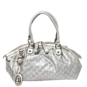 مملوكة مسبقًا Gucci Grey Guccissima Leather Medium Sukey Boston Bag