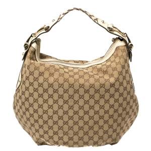 مملوكة مسبقًا Gucci Beige GG Canvas and Leather Pelham Hobo