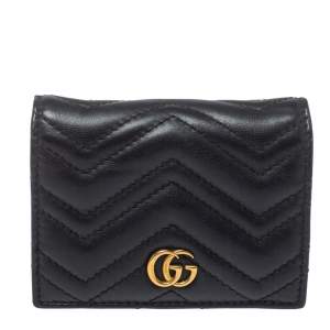 مملوكة مسبقًا Gucci Black Leather GG Marmont Wallet
