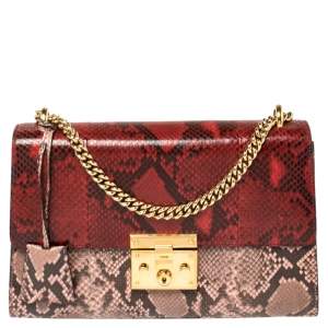 مملوكة مسبقًا حقيبة كتف غوتشي قفل متوسطة جلد ثعبان متعددة الألوان