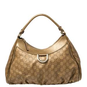 Pre Owned Gucci Golden Brown Guccissima Leather D Ring Hobo