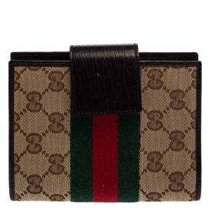 Pre Owned Gucci Beige GG Canvas and Leather Web Agenda Planner