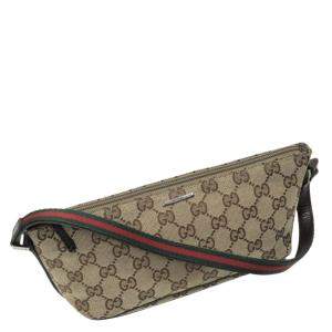 مملوكة مسبقًا Gucci Beige/Brown GG Canvas Web Boat Baguette Bag