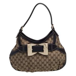 Gucci Beige/Brown GG Canvas and Leather Medium Queen Hobo 